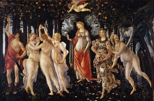 I always think of this painting when Spring comes. Sandro Botticelli, Primavera (Or Allegory of Spring)